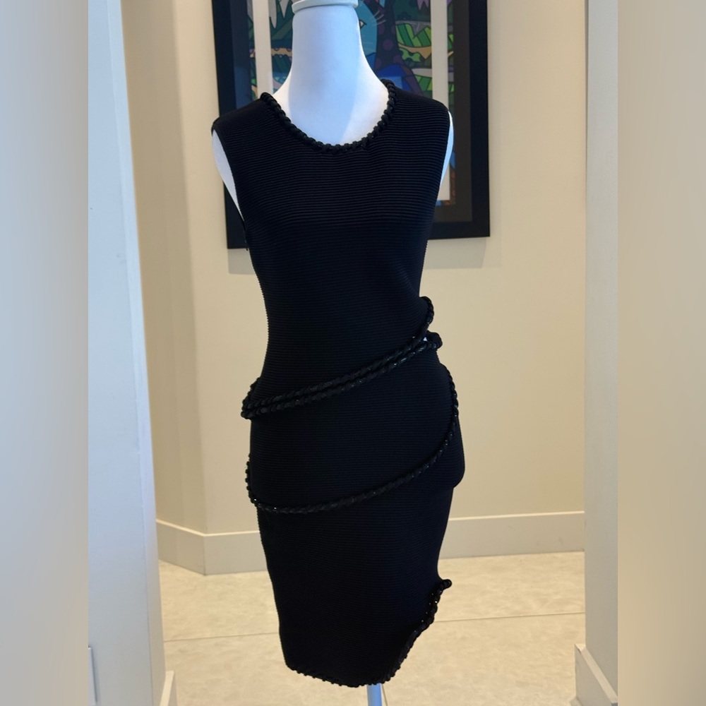 Aje black size small glitter rope cut out black mini dress NWOT